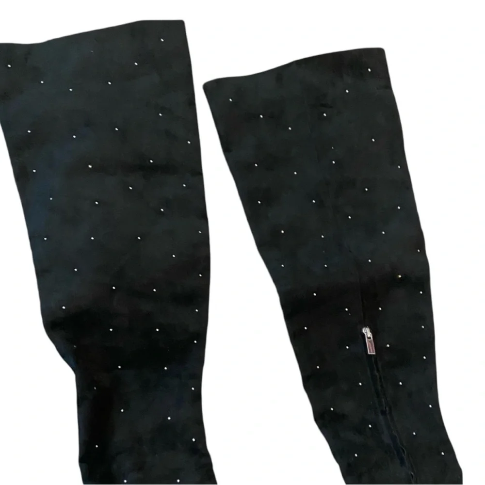 RAYE Isabella Over the Knee Boots Black Silver Embellished Size 6.5 New